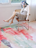 CP026 - Peony Ink Carpet Watercolor Gradient Living Room Coffee Table Mat Bedroom Bedside Carpet American ins