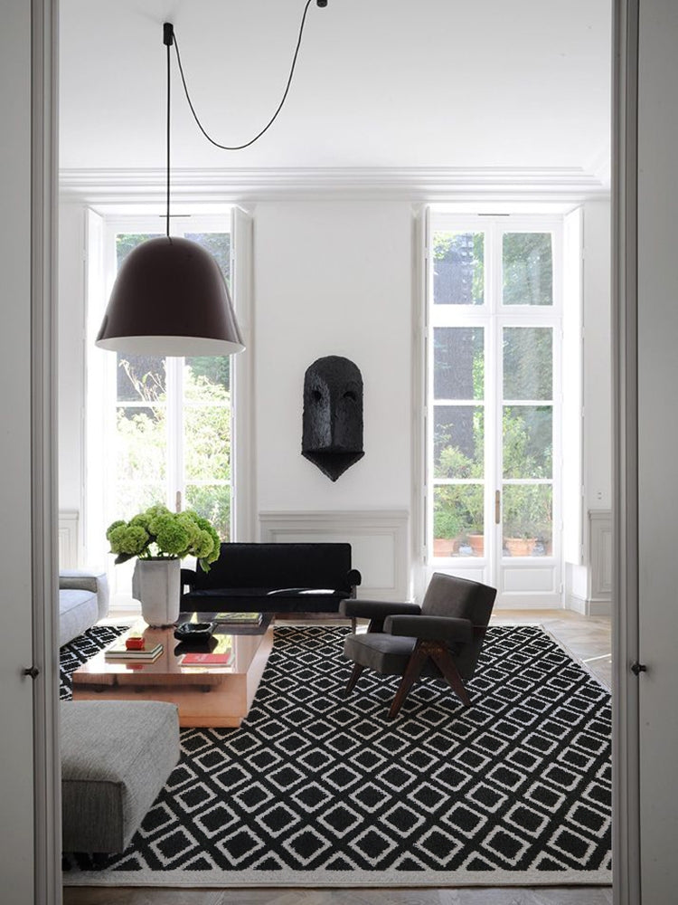 CP108 - London "Dunning Brick" Alginate Micro Waterproof Black and White Beige Living Room Bedroom French Simple Bicolor Carpet