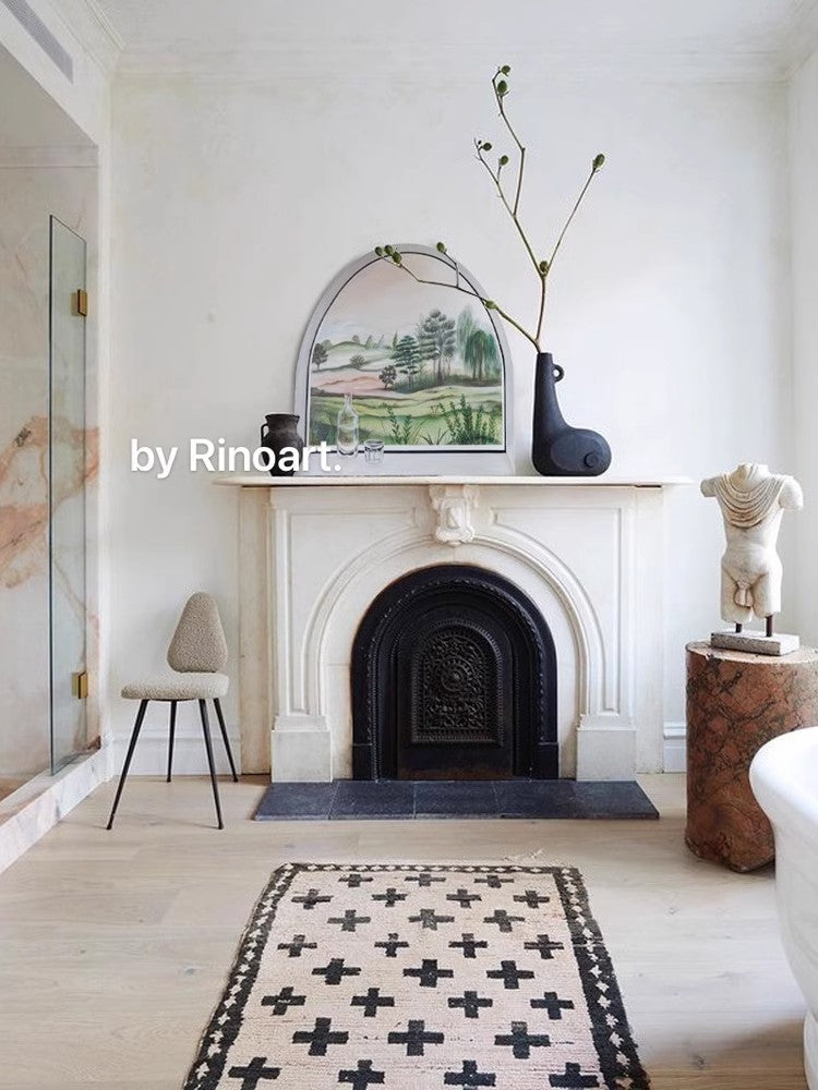 AH115 - Arched "Window Scenery" Hand-Painted Green Scenery Art Living Room Bedroom Wall Painting