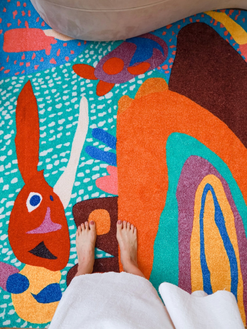 CP036 - Limited Edition by Artist: Mai Sister Original "Rainbow Ears" Rhino Life Color Children's Room Carpet
