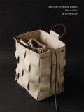 DC138 - Paris handbag style Jane Birkin BV woven saddle leather dirty clothes basket storage basket camping picnic