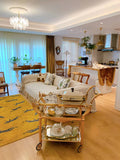 CP016 - California Newport Beach Bright Yellow Wool Carpet Living Room With Natural Light Sofa Coffee Table Blanket