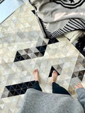 CP020 - Diamonds Gray Diamond Series Real Cowhide Large Villa Model Patchwork Leather Antique Carpet