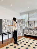 GA009 - COCO Lady French Multi-purpose Upright Cabinet Foyer "Oriental Dream" Vintage Art Deco Black White