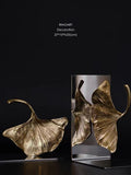 DC113 - Gold ginkgo leaf handmade "scholar wealth" bookends study storage and organization