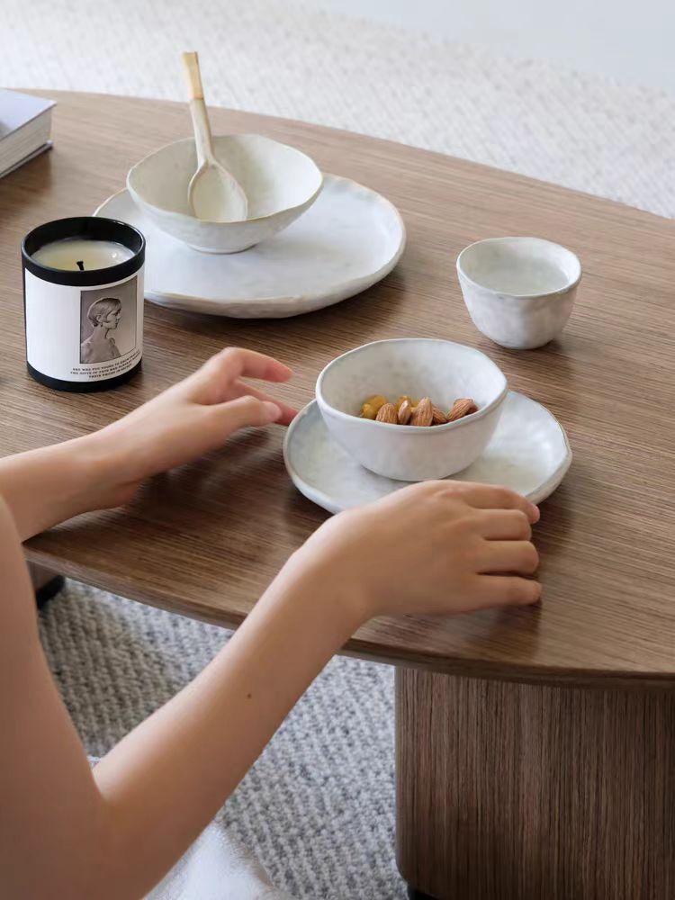 DC175-180 - Ceramic artist "Moonlight" series, Wabi-sabi matte natural clay, for one person/two-person plain tableware