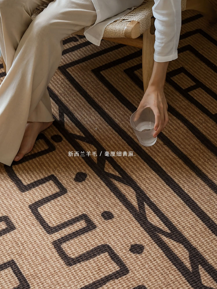 CP099 - Wool + Pure Hemp "Moroccan Series Hand-Woven Imported Corner Sealed Four Seasons Carpet