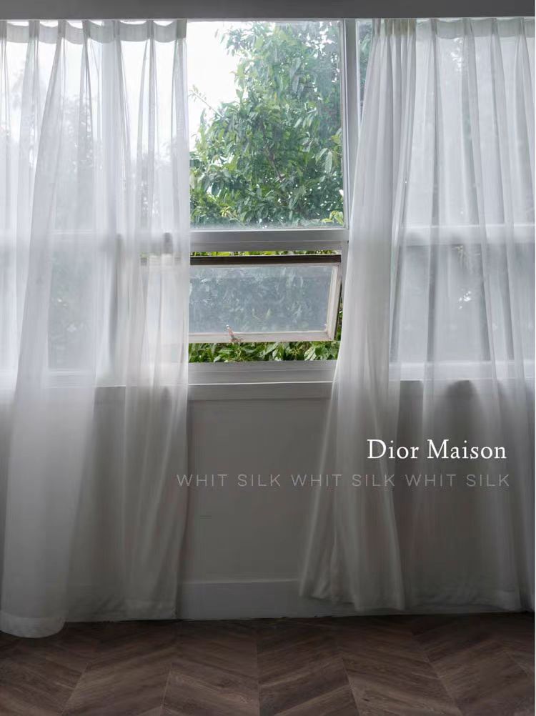FS001 - DiorMaison Embroidered Silk Little Bee Soft Light Sheer Curtains Anti-Mosquito Translucent Living Room Bedroom Floor-to-Ceiling Curtains