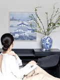 AP098 - Dutch Original! Rhino Gallery Blue and White Porcelain 3D Installation Art Piece for Living Room Decorative Painting