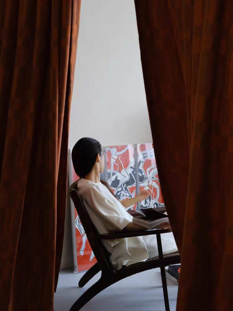 FA005 - Home H Love*She Orange Jacquard Blackout Living Room Bedroom Floor-to-Ceiling Curtains New Chinese Luxury