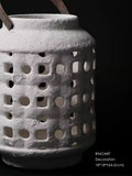 DC110 - Handheld! Ceramic artist Wabi-Sabi hand-carved blank candlestick outdoor wind lamp fireplace interior ornament