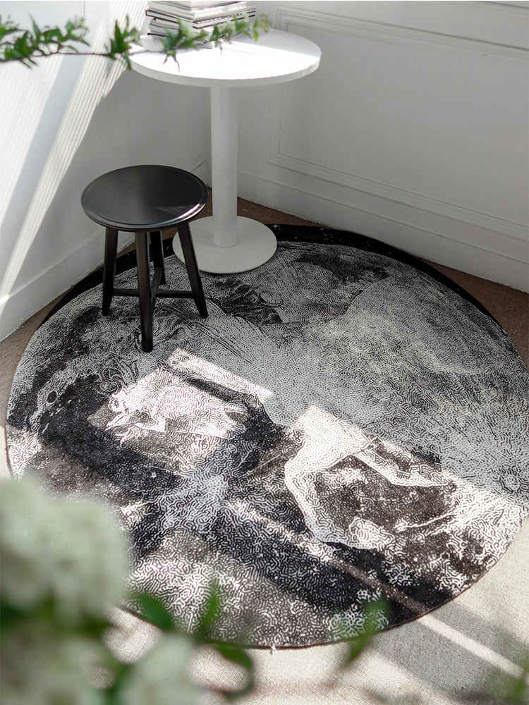 CP029 - "Star Moon White Horse" Round Blanket American Living Room Bedroom Study Home Carpet