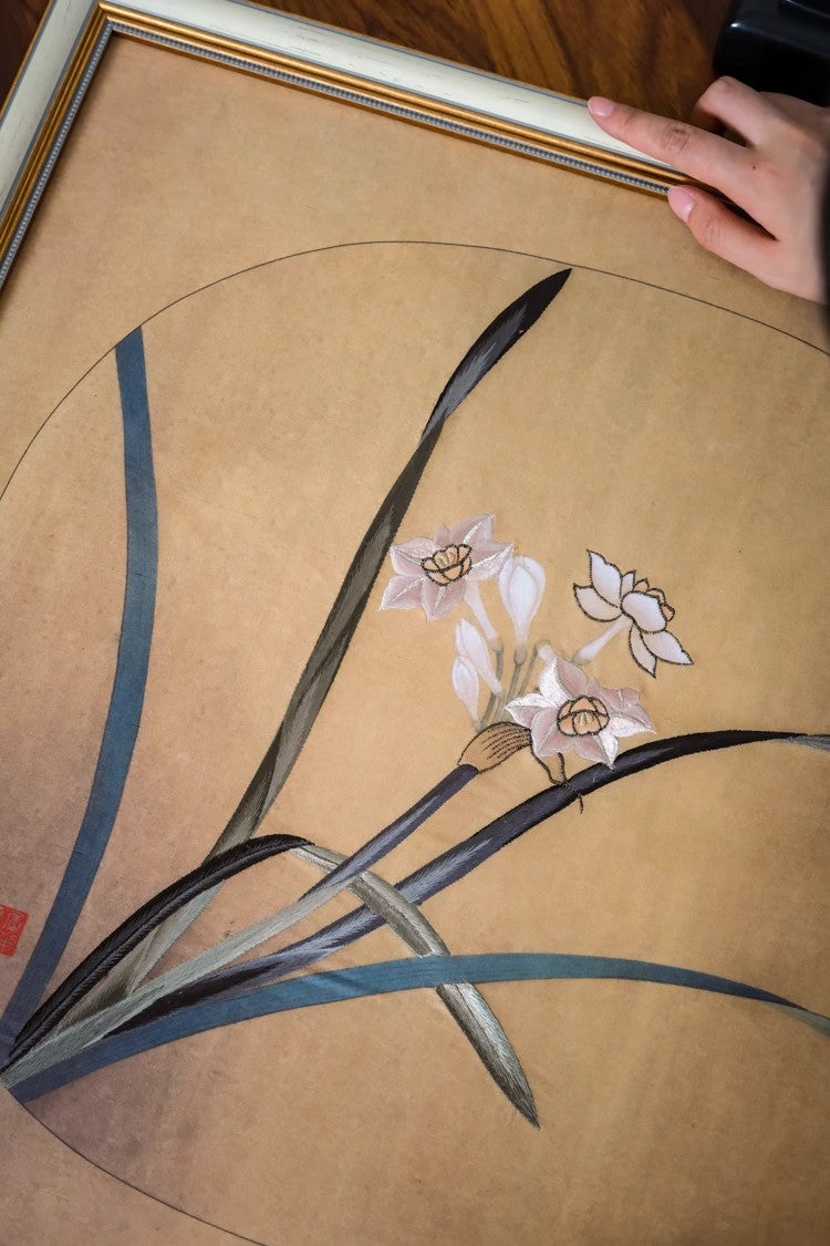 AH173 (Set) - 3D Embroidery "Spirit Bird" "County Orchid" Good Luck Wall Art