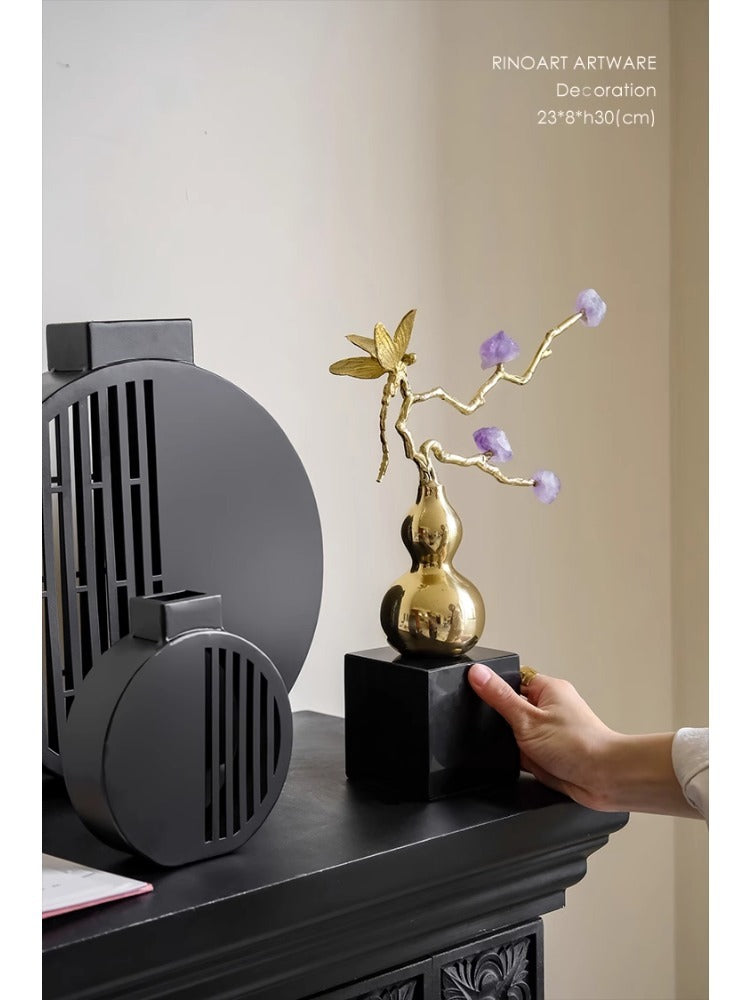 DC116 - New Chinese style copper "Fortune & Prosperity" natural amethyst foyer fortune item housewarming gift