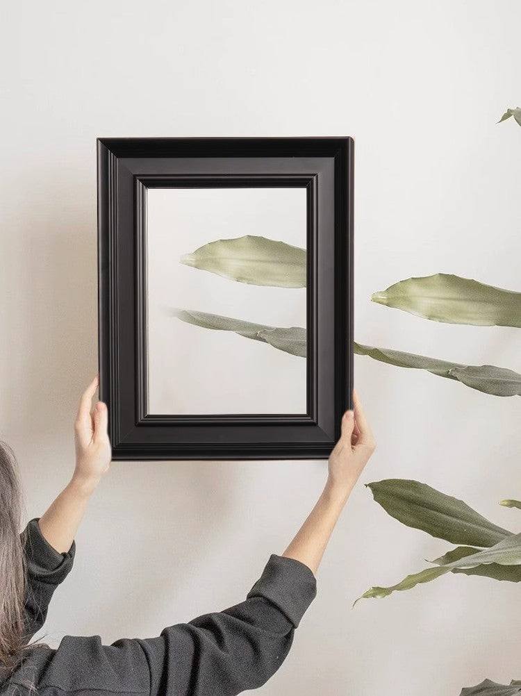 DZ018 - Mandarin Oriental Series Black Pine Frame Entrance Mirror Bathroom Mirror Vanity Mirror Decorative Hanging Painting Half-Length Mirror