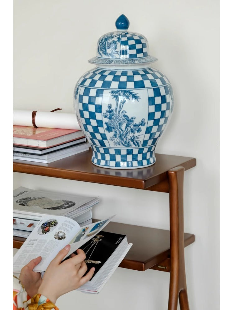 DC092 - Home Decor "Double Happiness" Blue and White Porcelain Chessboard General Jar Storage New Chinese Style Decoration Vase