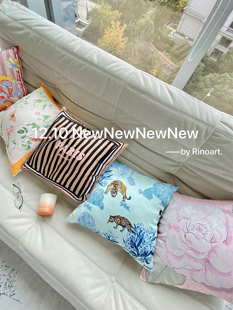 BD033 - Hand-Painted Vintage Coco Silk Feel Pillow: Designer Cushion