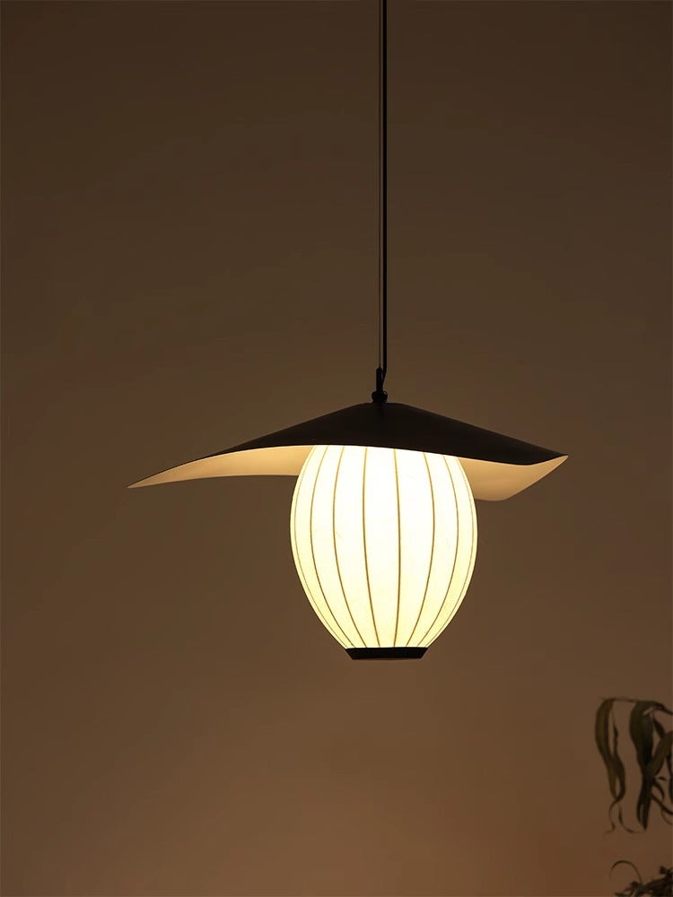 LH007 (Metal Brown) - "Suspended Pendant Lamp" Silk Technology Silk Series Adjustable Height Simple Black and White Wabi-Sabi Dining Room Lamp