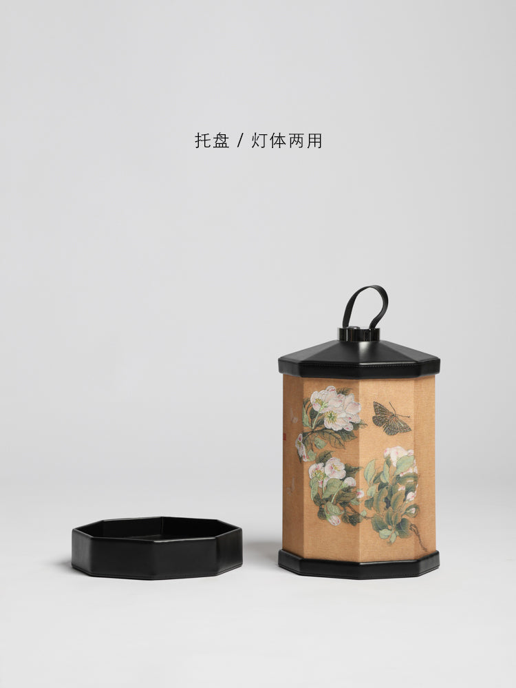 LA039 - "Spring Comes" Embroidered New Chinese Style Table Lamp Touch Wireless Leather Portable Bedside Lamp Night Light