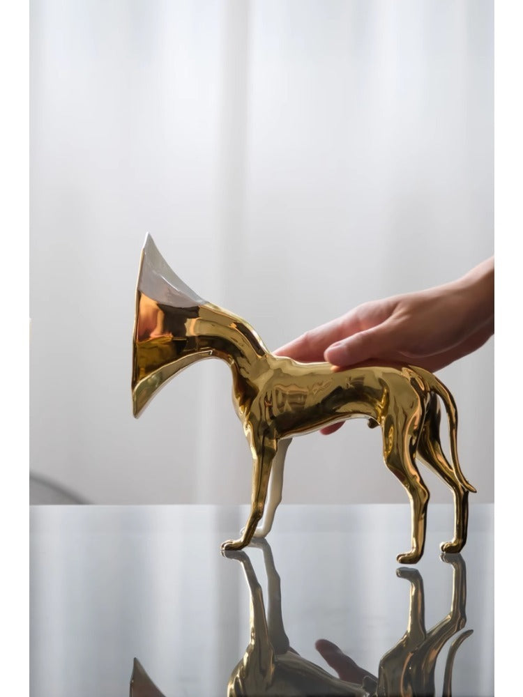 DC132 - Willir@ye brass handmade forging "Fortune Dog" living room foyer fortune item desk artwork