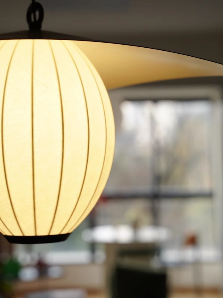 LH007 (Metal Brown) - "Suspended Pendant Lamp" Silk Technology Silk Series Adjustable Height Simple Black and White Wabi-Sabi Dining Room Lamp