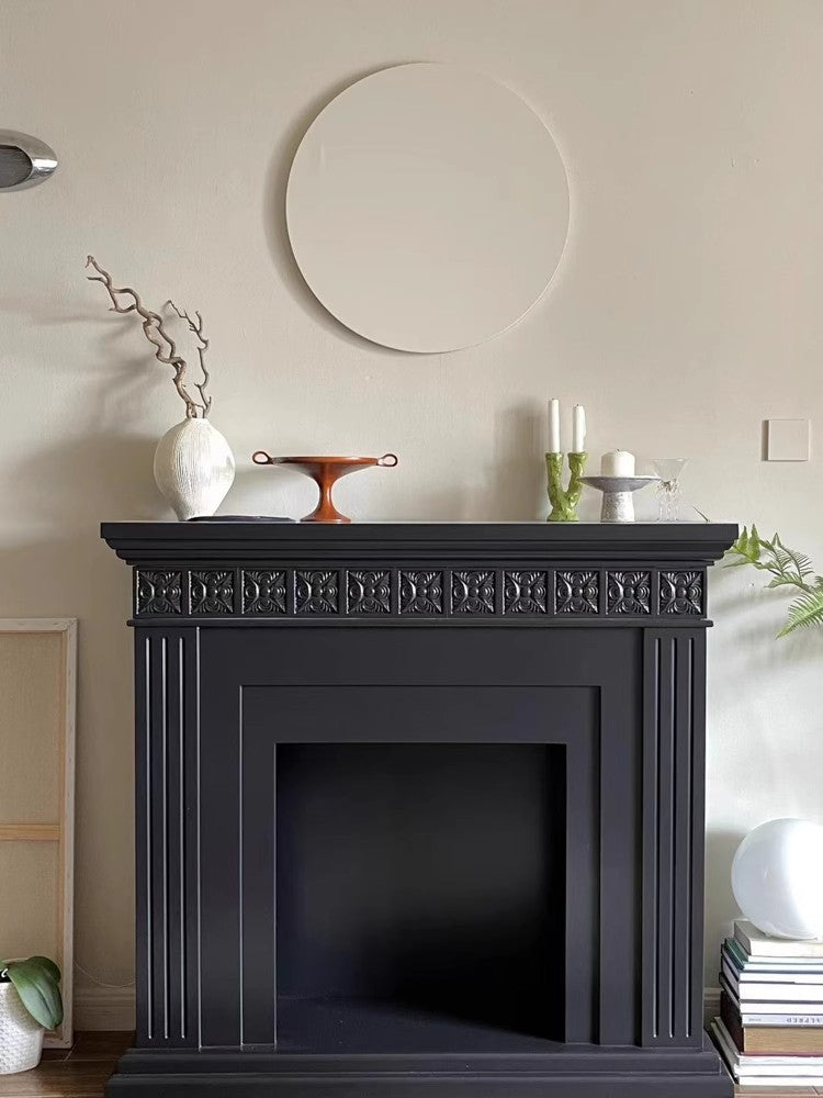 GA021 - Vintage Black Fireplace - Decor Sideboard American Style Mid-Century Side Cabinet