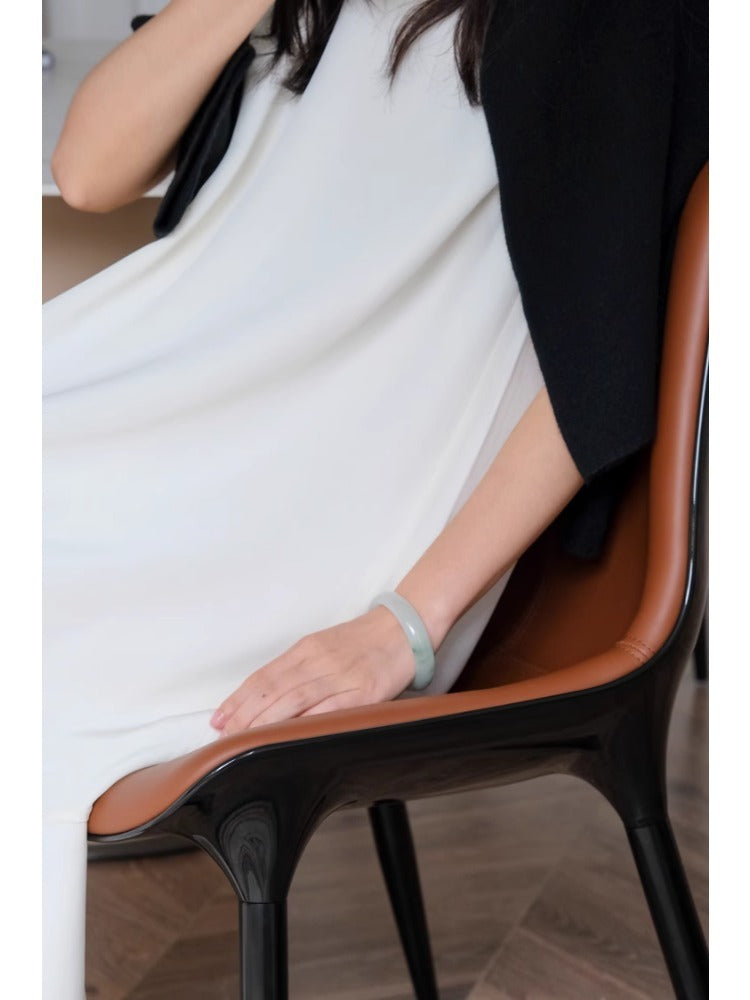 CH033 - Dining Chair - Modern HERM@S Classic Dark Brown Island Green Leather