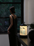 LA039 - "Spring Comes" Embroidered New Chinese Style Table Lamp Touch Wireless Leather Portable Bedside Lamp Night Light