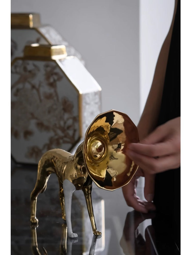 DC132 - Willir@ye brass handmade forging "Fortune Dog" living room foyer fortune item desk artwork