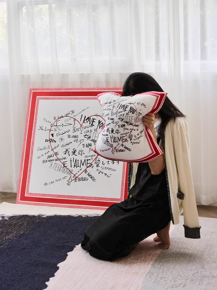 BD013 - Love Letter: Silky Snowflake Satin Pillow, Modern Living Room