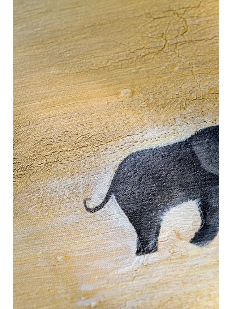 AH141 - Oil Painting "Running Elephant" Wabi-sabi Bicolor Minimalist Warm Living Room Bedroom Art