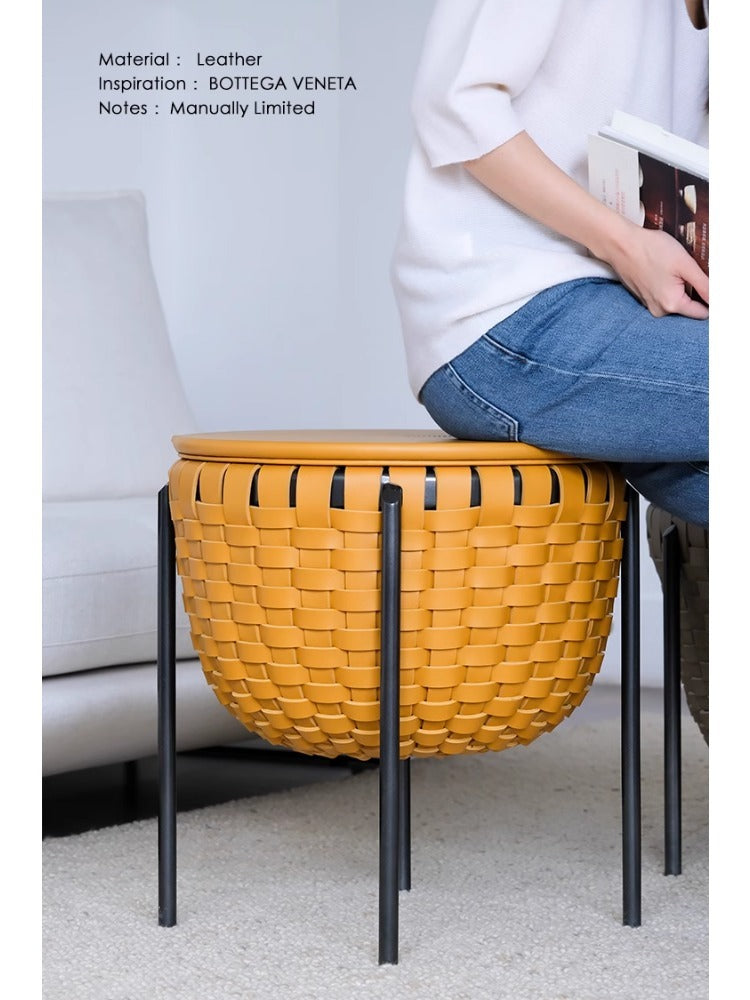 YA031+YA030 （Set） - Storage Option! "BV-Wave1966" Top Grain Saddle Leather Large Capacity Storage Coffee Table Set: Side Table