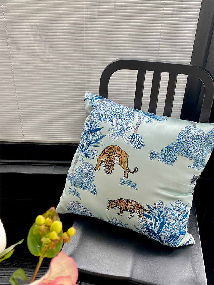 BD033 - Hand-Painted Vintage Coco Silk Feel Pillow: Designer Cushion