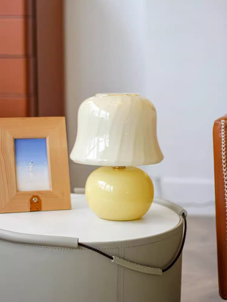 LA011 - Italian Murano Vintage Lamp Handmade Creamy Glass Living Room Bedroom Mushroom Lamp