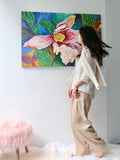 AH116 - Hand-Painted "Iris" Thick Oil Painting Colorful Living Room Bedroom Wall Art