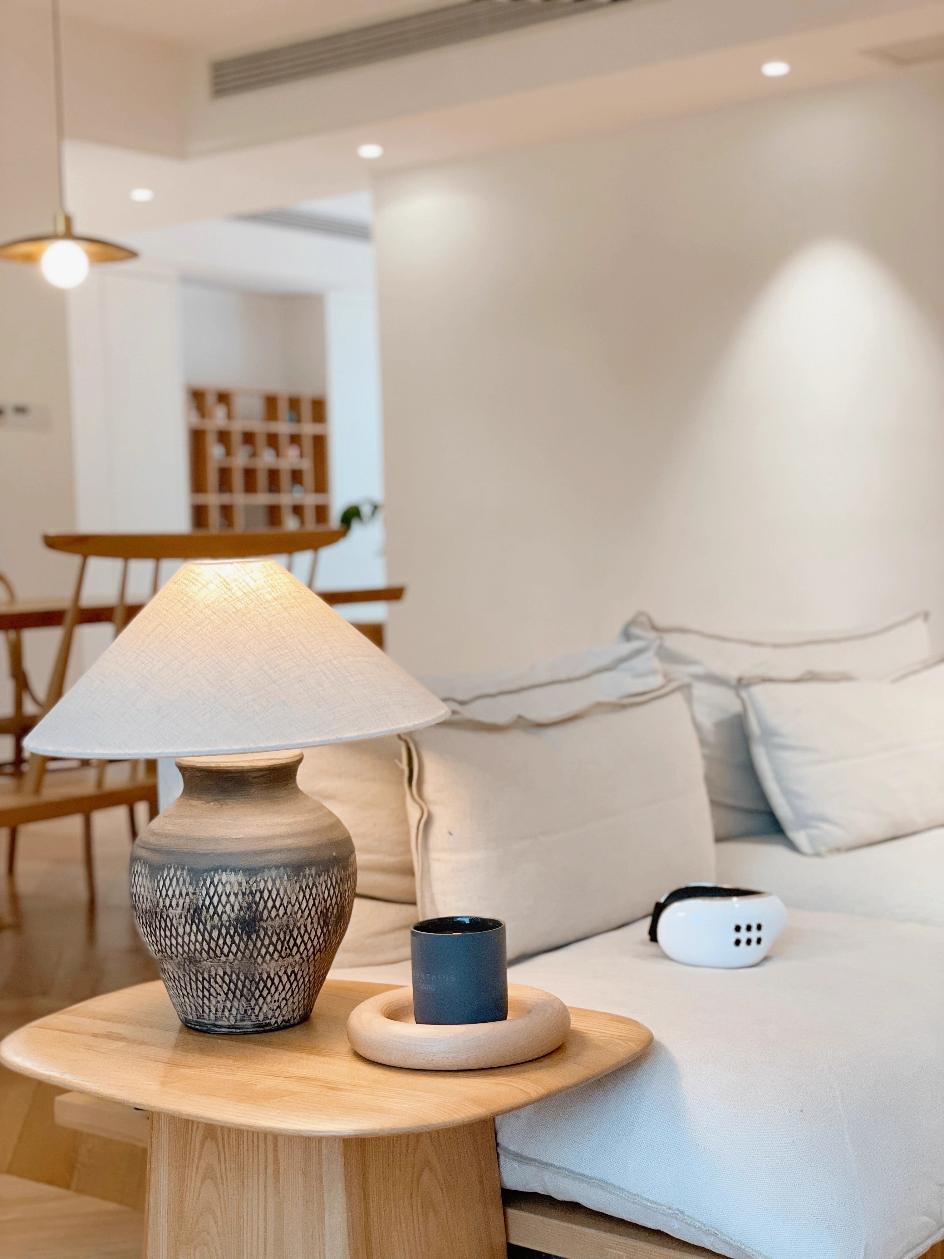 LA009 - Moroccan Natural Clay Handmade Wabi-Sabi Zen Art Bedside Lamp Entrance Lamp