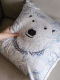 BD063 - Exclusive Healing "Polar Bear and Blue Rose" Silk Pillow