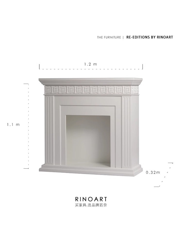 GA021-1 - Vintage Engraved White Fireplace - Decor Sideboard American Style Mid-Century Side Cabinet