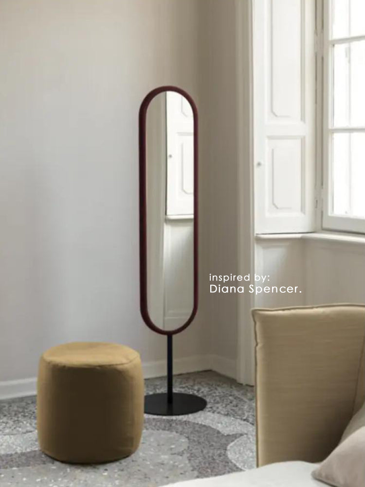 DZ015 - Paris Apartment Vintage Red Velvet Bedroom Dressing Room Entrance Floor Try-On Mirror Corner Full-Length Mirror