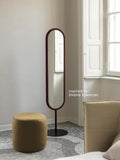 DZ015 - Paris Apartment Vintage Red Velvet Bedroom Dressing Room Entrance Floor Try-On Mirror Corner Full-Length Mirror