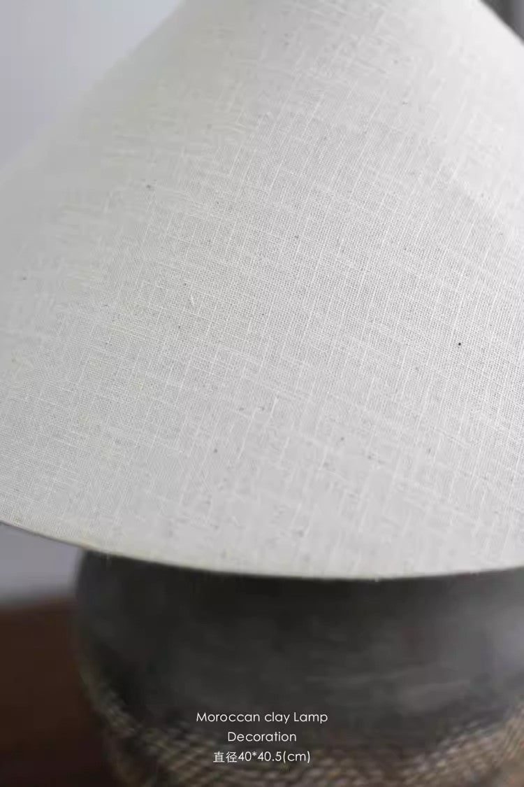 LA009 - Moroccan Natural Clay Handmade Wabi-Sabi Zen Art Bedside Lamp Entrance Lamp