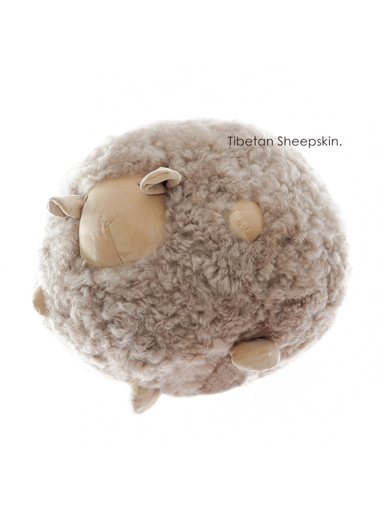 BD065-2 - Soft Cocoa Color! Loewe Shaun the Sheep Wool Pillow: Multi-Use Sofa Pillow