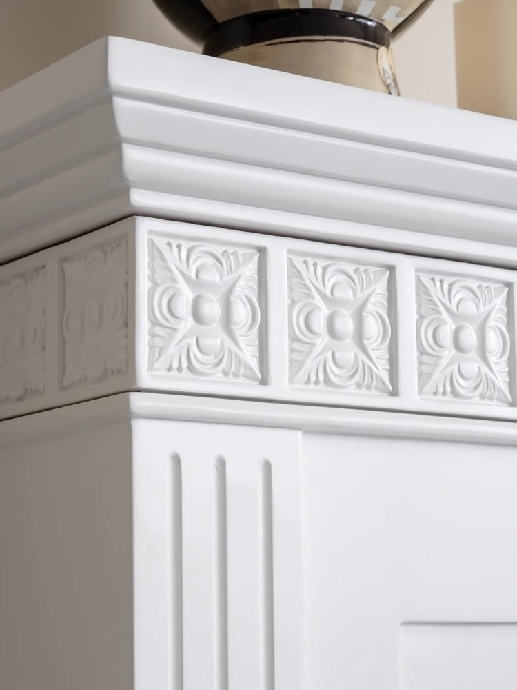 GA021-1 - Vintage Engraved White Fireplace - Decor Sideboard American Style Mid-Century Side Cabinet