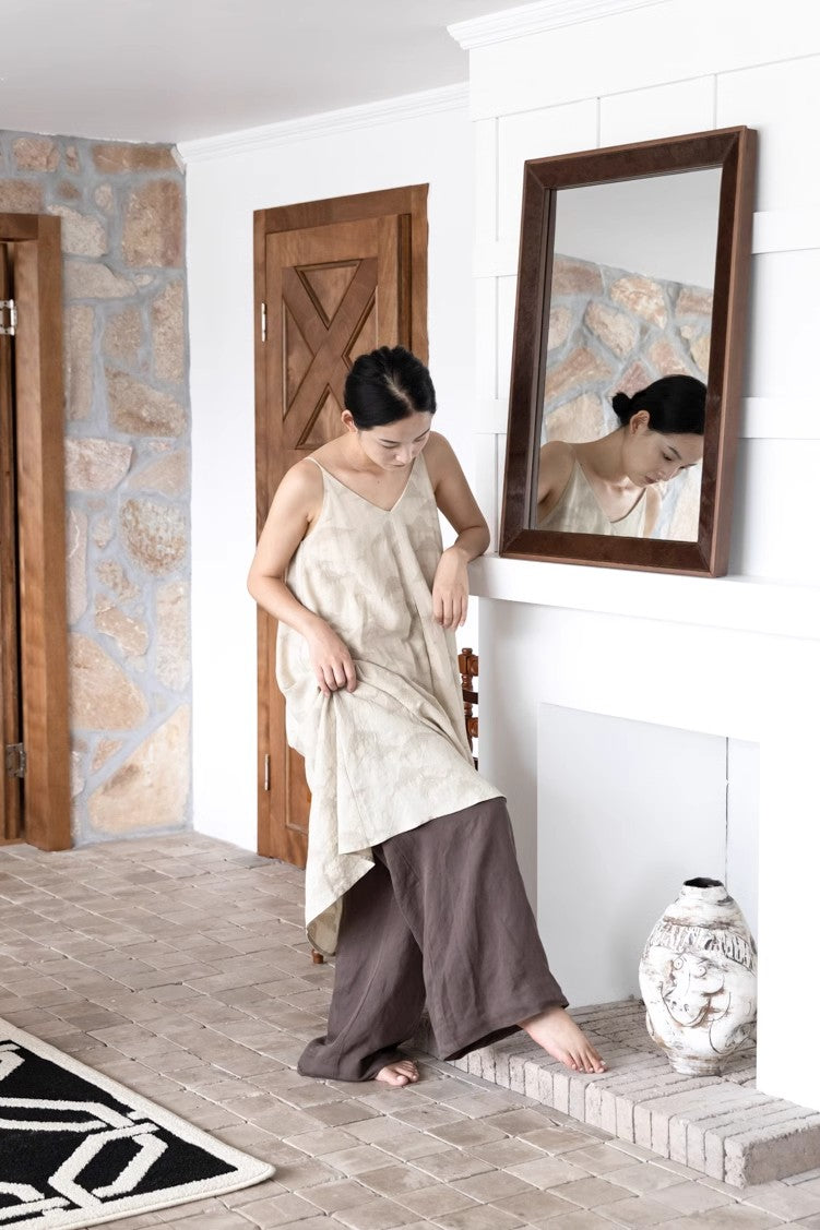 DZ021 - Danish Vintage Genuine Leather Fur Integrated Hanging Standing Half-Length Mirror Dressing Room Wash High-Definition Vanity Mirror